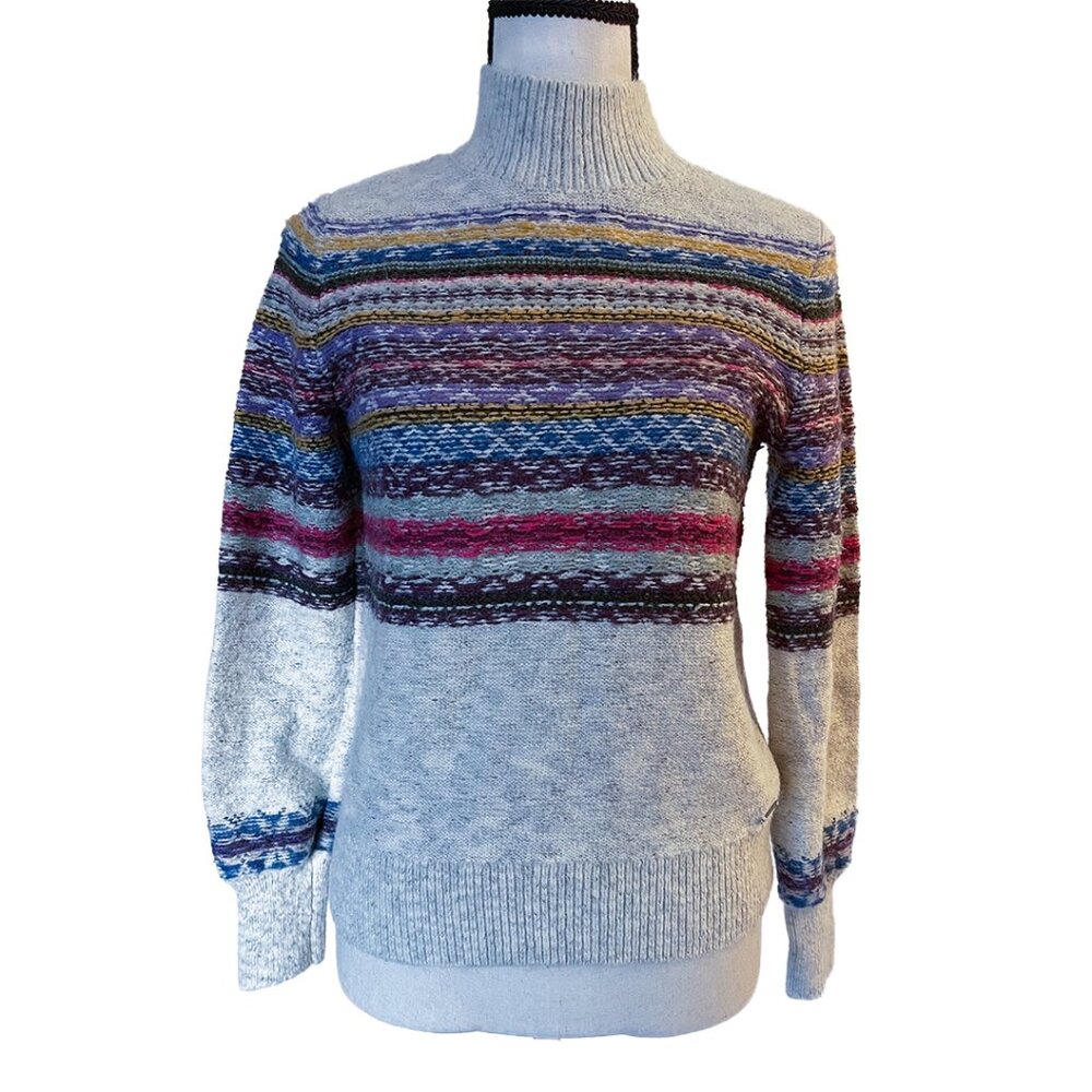 Abercrombie & Fitch Mock Neck Sweater | Fair Isle Heather Gray Multicolor